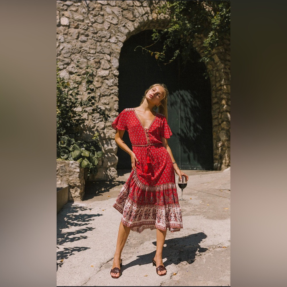 Arnhem Wisteria Sundress in Crimson - AUS 14 - NWT